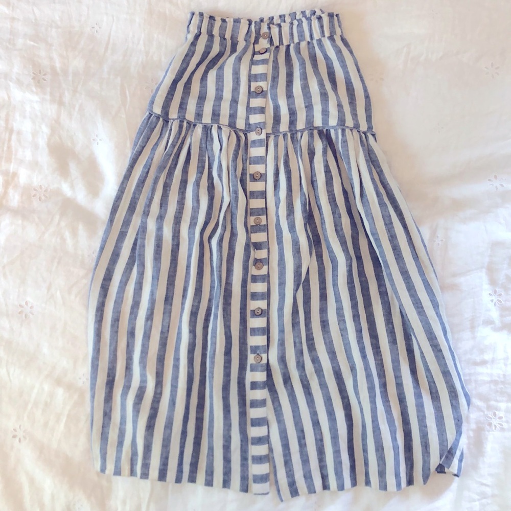 Tiered button down striped skirt